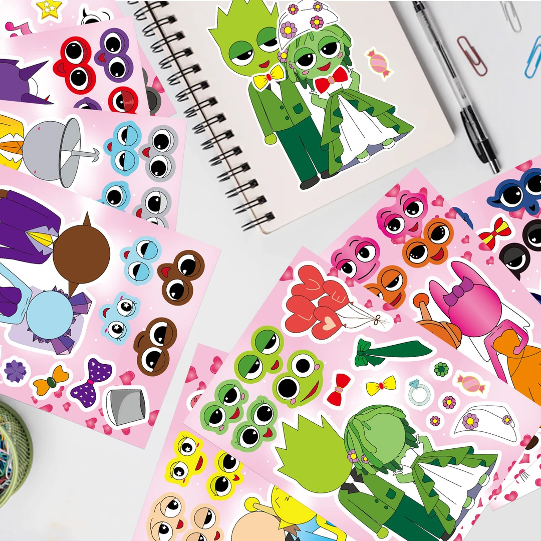 新款结婚版节奏盒子贴纸免裁剪音乐游戏sprunki儿童diy创意玩具贴