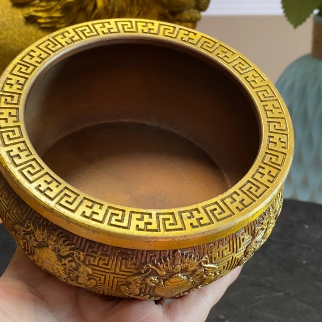 黄铜材质，聚宝盆，口径约9