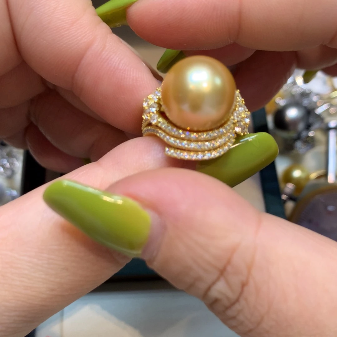 海水珍珠戒指银S925镶嵌