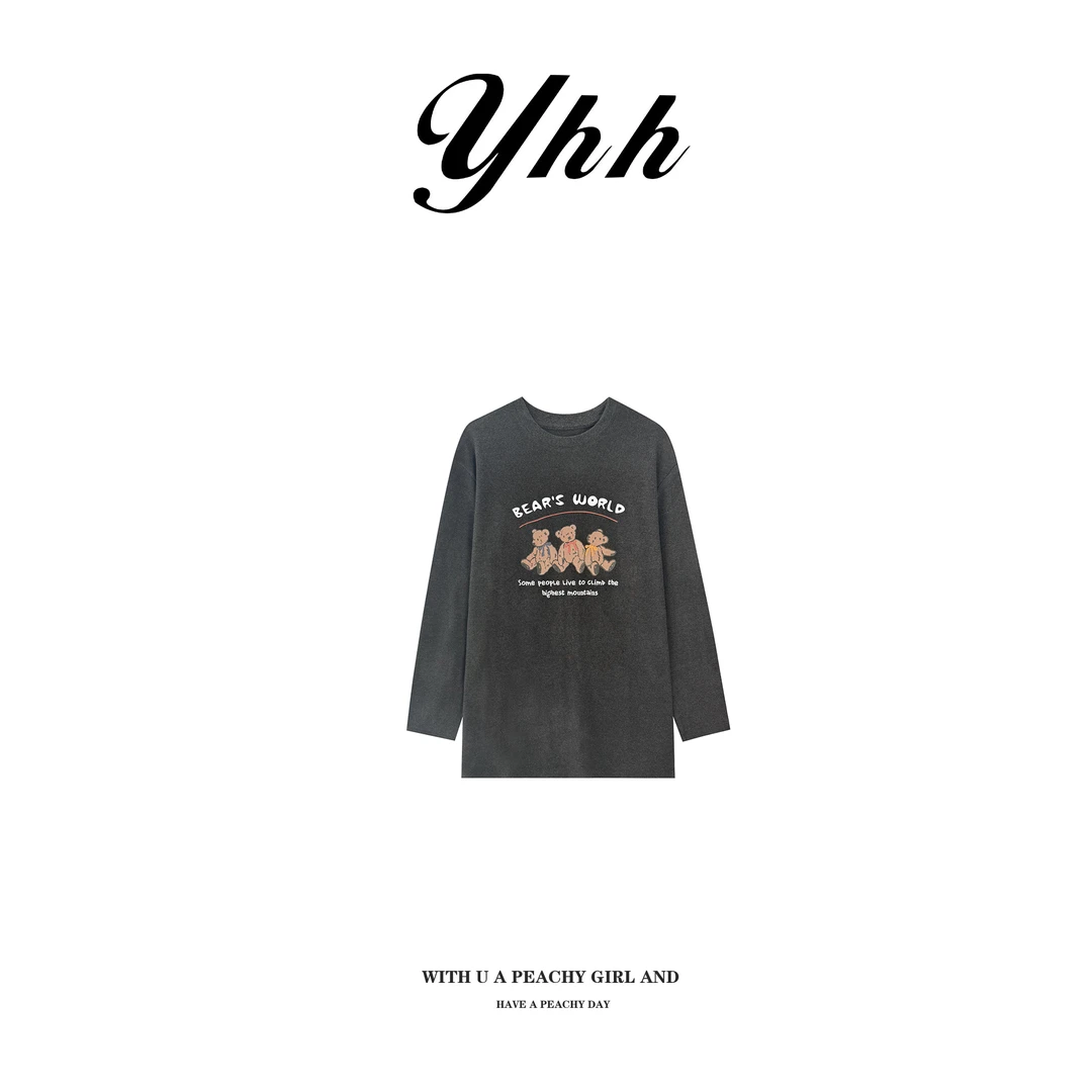 【YHH】冬季简约加厚宽松长袖T恤打底衫-YHW5189