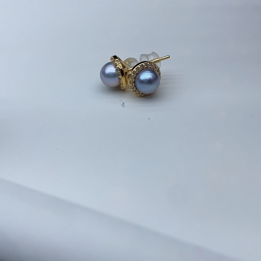 海水珍珠耳饰银S925镶嵌