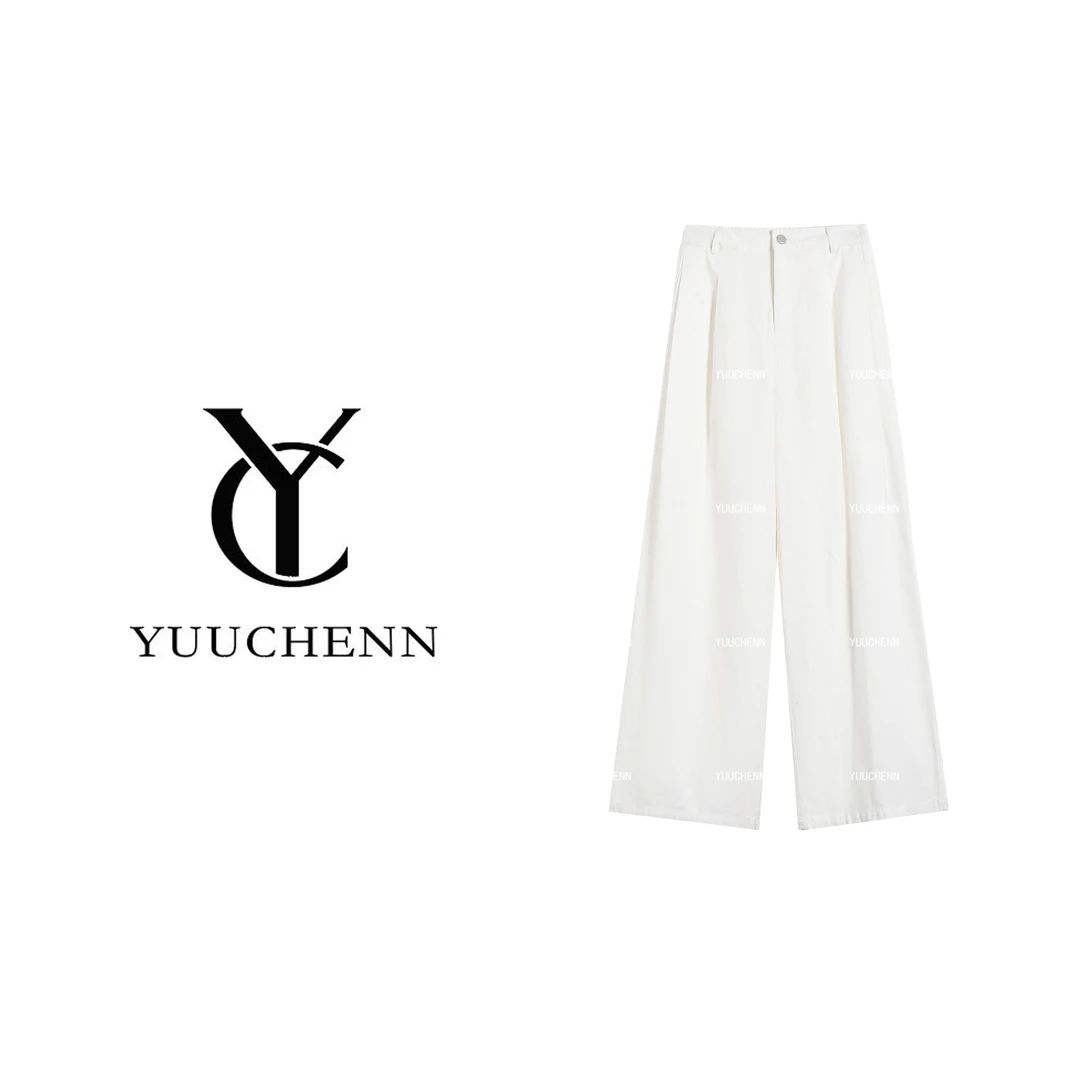 YUUCHENN 百搭高腰阔腿裤垂感简约夏季纯色JYY-C2392