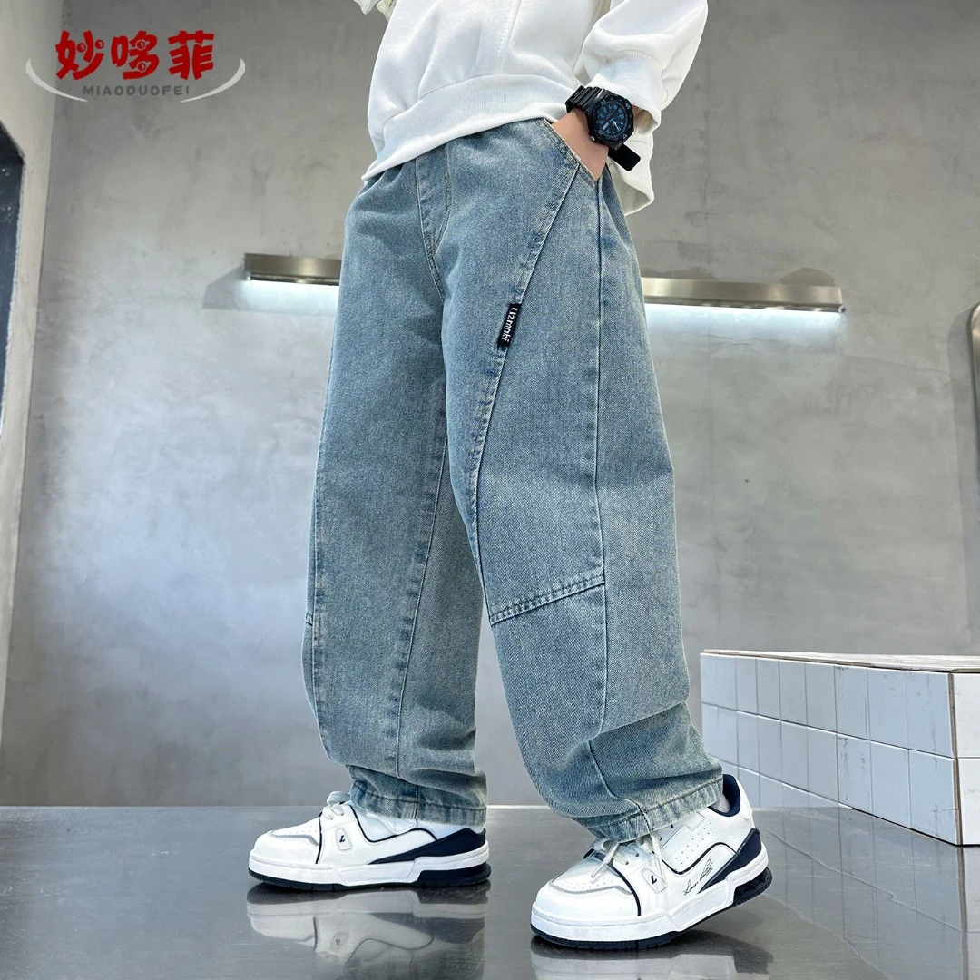 男童休闲裤春秋款2025新款儿童裤子直筒男孩工装裤中大童运动宽松