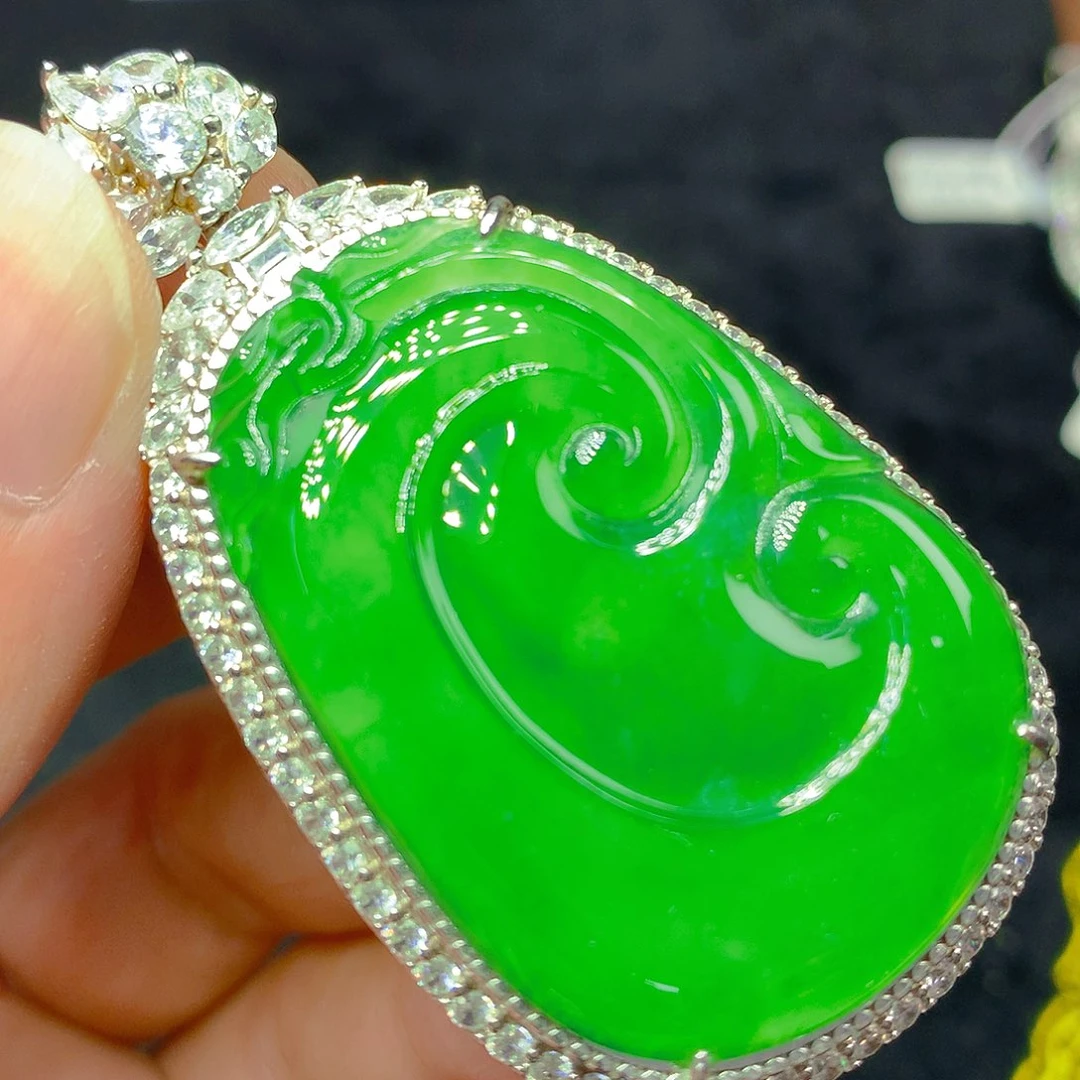 翡翠银S925镶嵌颈饰我