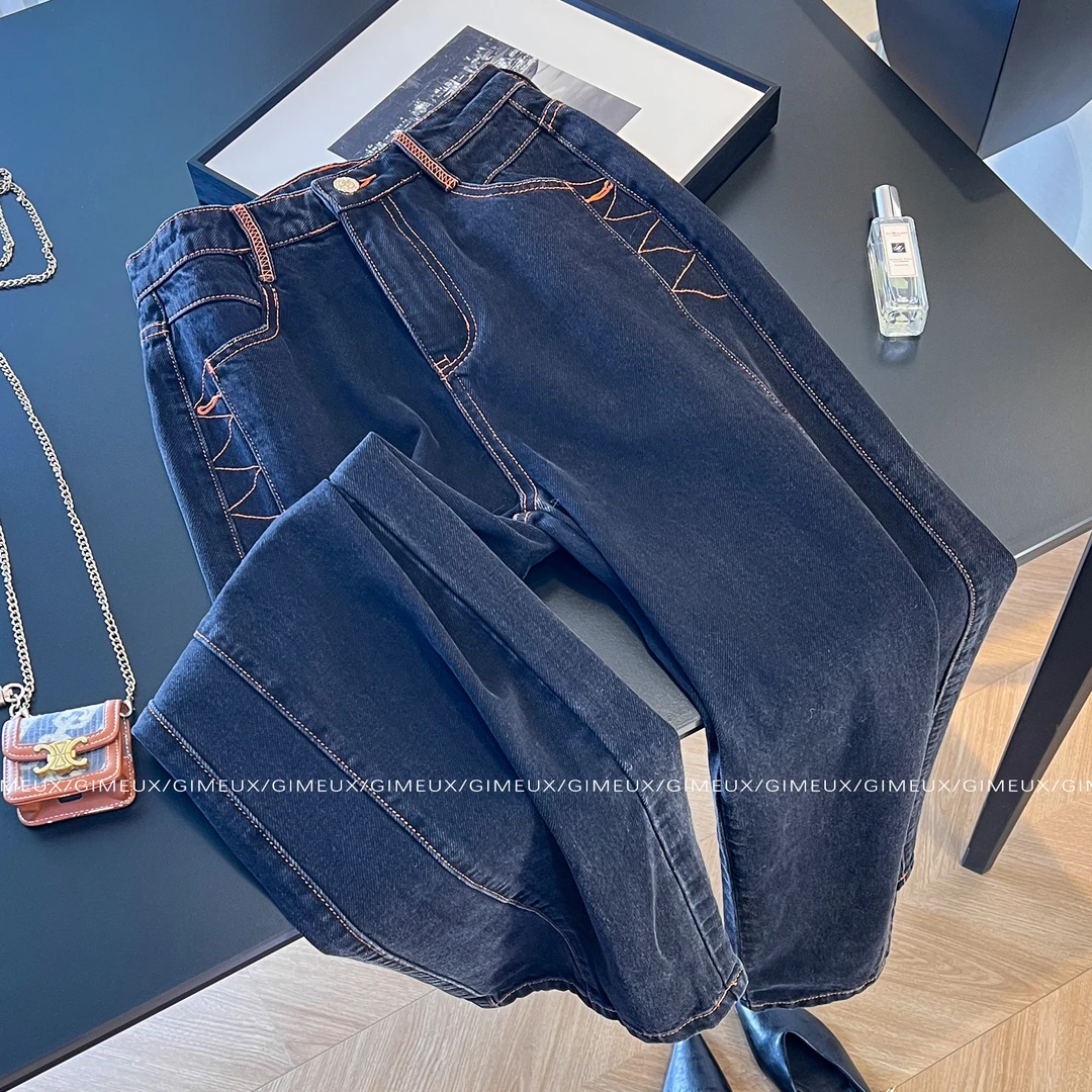 复古直筒牛仔裤女2025新款冬季欧式时尚高腰显瘦宽松百搭休闲长裤