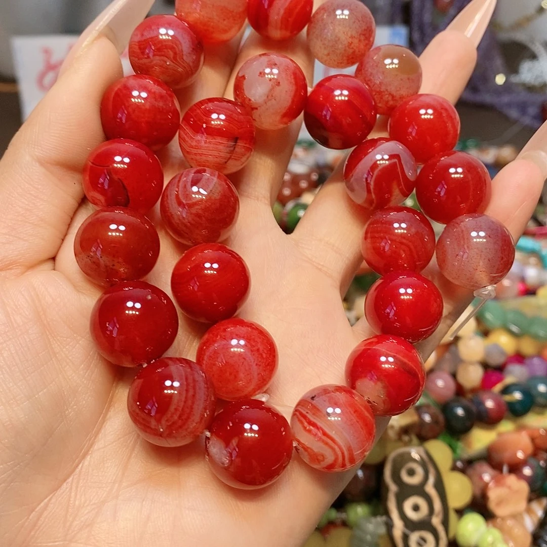 散珠玛瑙/玉髓16mm红玛瑙一条