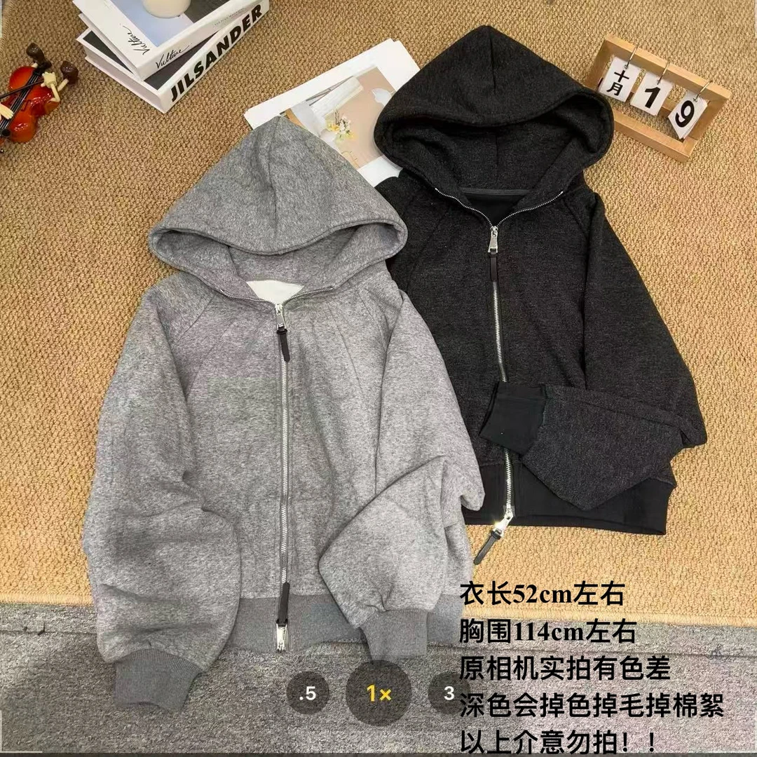 【七安倩】皮条双头拉链卫衣外套