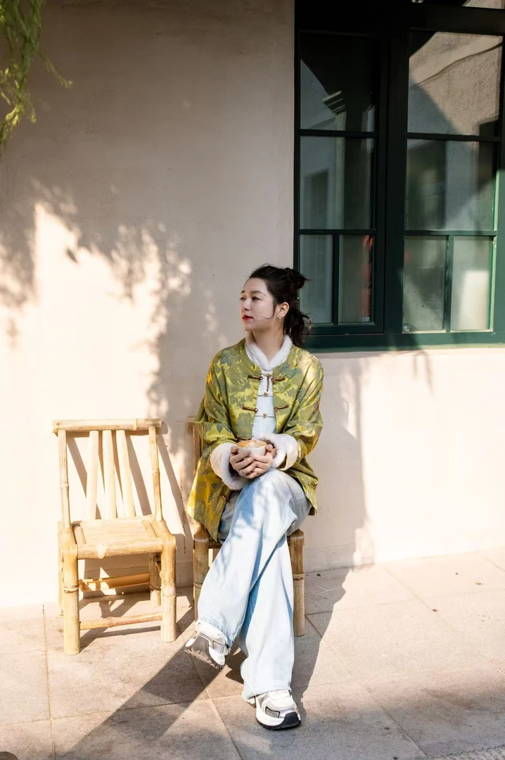 加莉新中式【金玉满堂】人丝冠乐皱工艺外套 分码