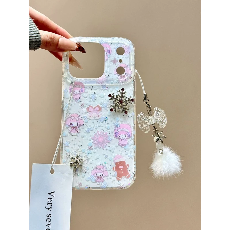 可爱美乐蒂小羊立体雪花挂件适用苹果17promax手机壳15iphone16