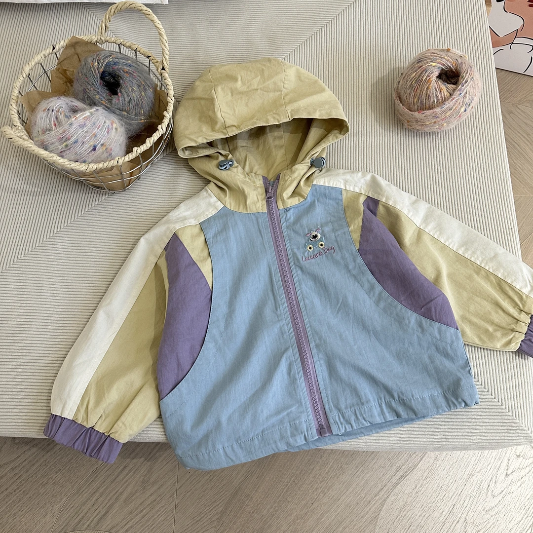 HM149儿童拼色风衣外套春款男童中小童洋气韩版连帽上衣春秋休闲