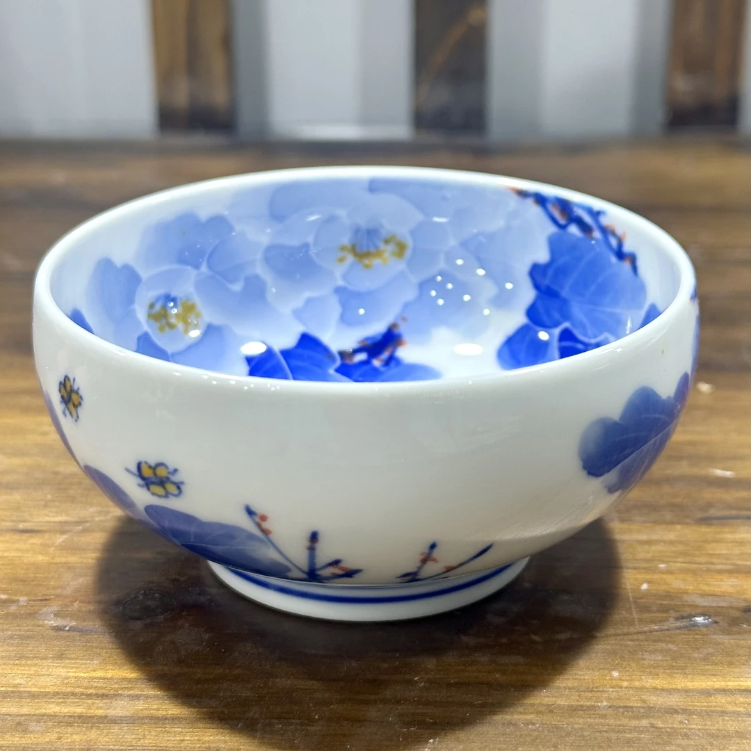 牡丹手绘青花主人杯