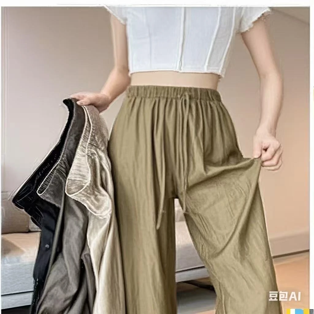 【夏季必备亚麻裤】W女款亚麻裸感轻薄抗皱百搭休闲直筒阔腿裤