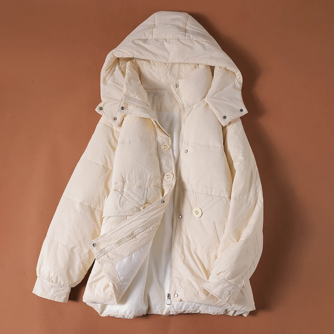 朗系列-K11Y-R-7616 时尚简约纯色百搭减龄中长款休闲洋气羽绒服