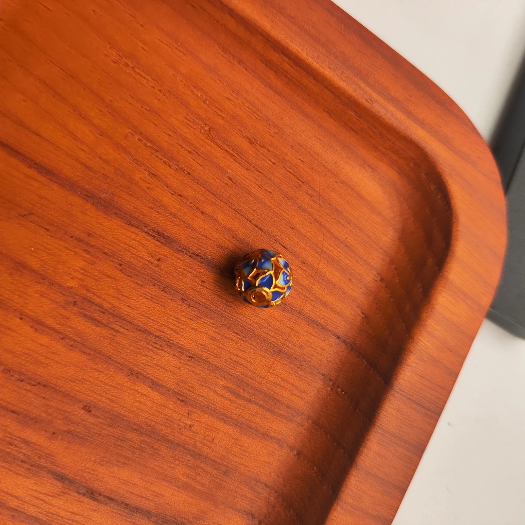 足金999珐琅彩花丝珠