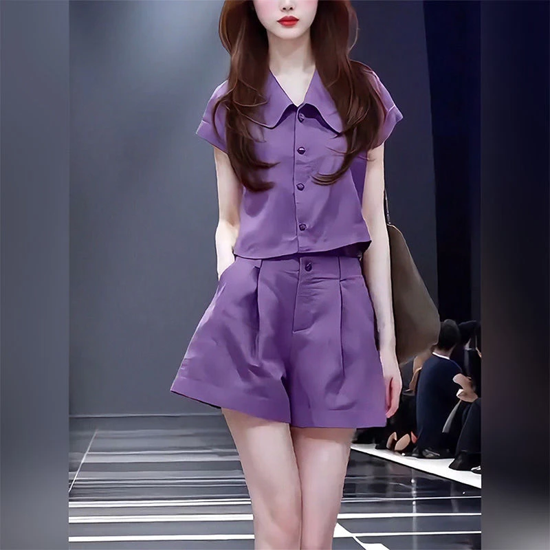 夏季减龄一整套穿搭套装女2025新款高级感时尚气质短袖短裤两件套