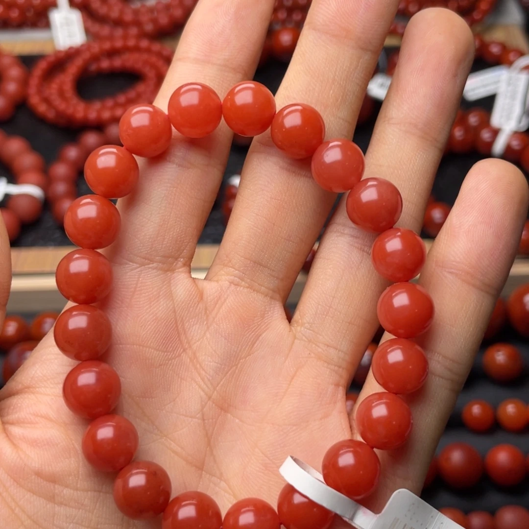 南红玛瑙未镶嵌手串H9.6mm保山冰红手串