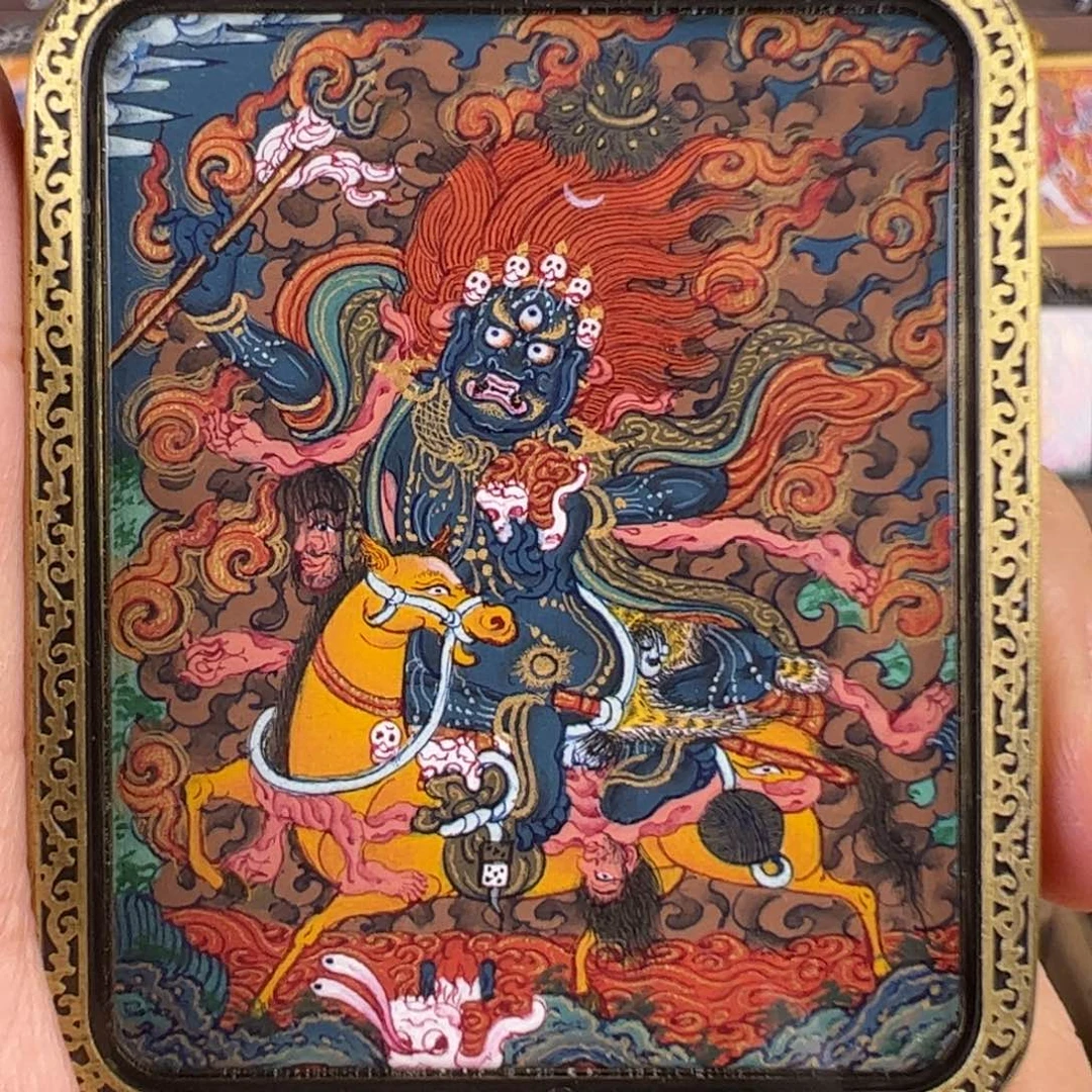 木***偶吊坠吉祥天母唐卡绘画作品