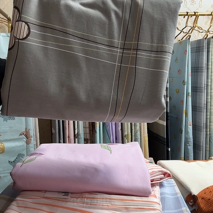 棉全棉枕套一对灰格