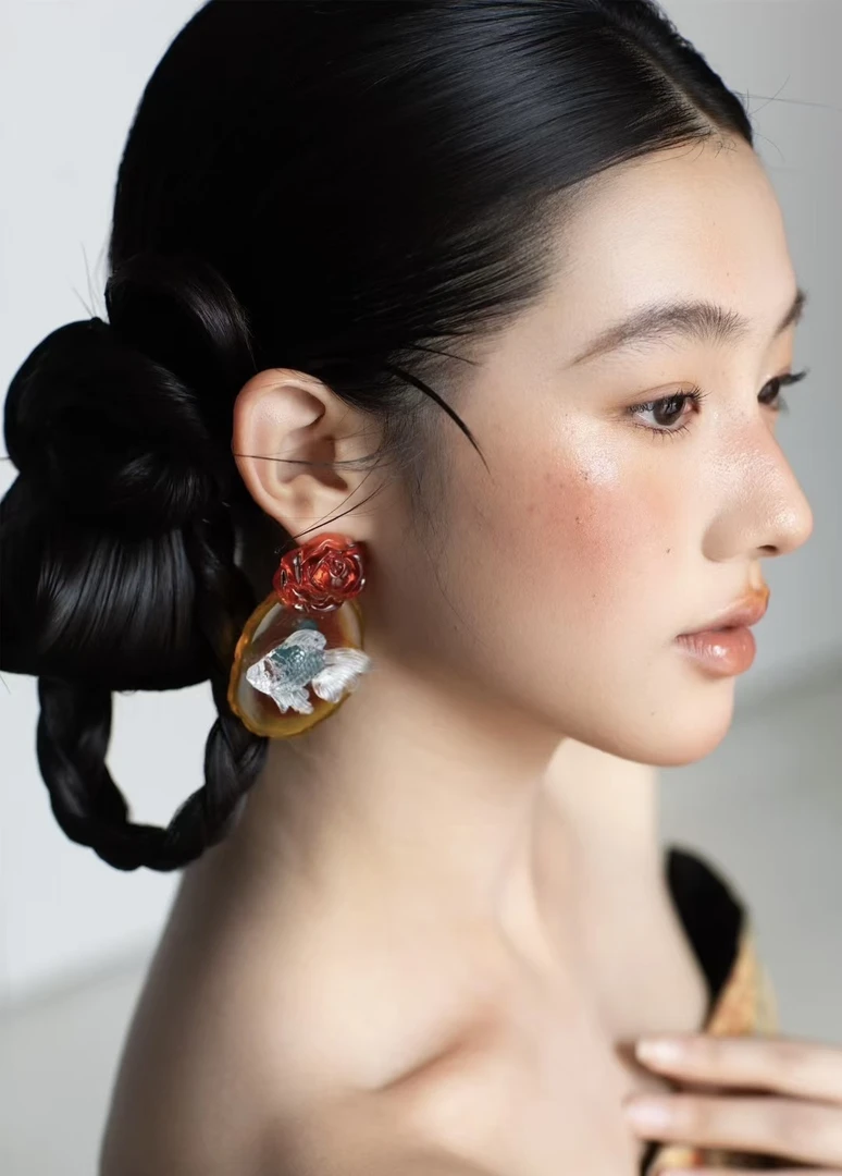 非金属仿水晶仿珍珠耳饰 康康老师同款高级感耳环民族风小众古风