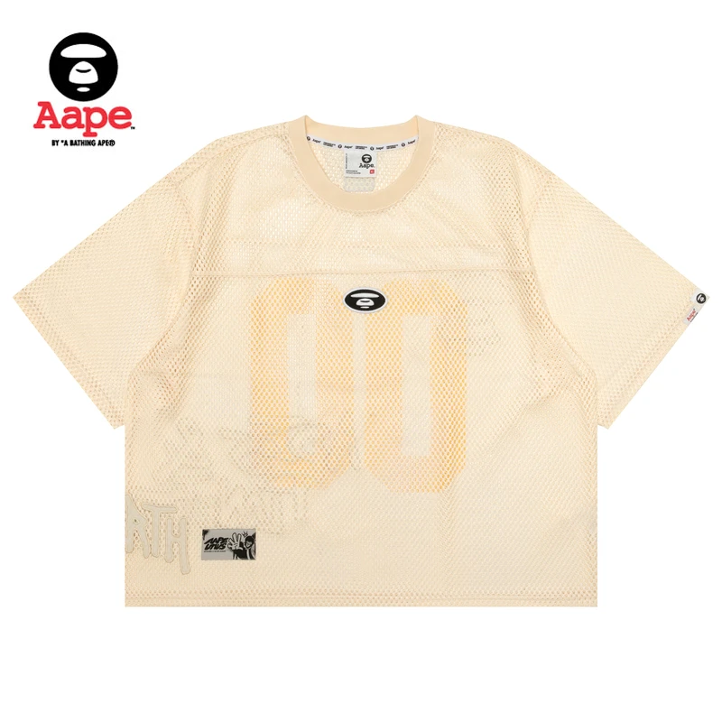 Aape旗舰店男装25春夏小标徽章镂空美式潮流短袖T恤1667XXO