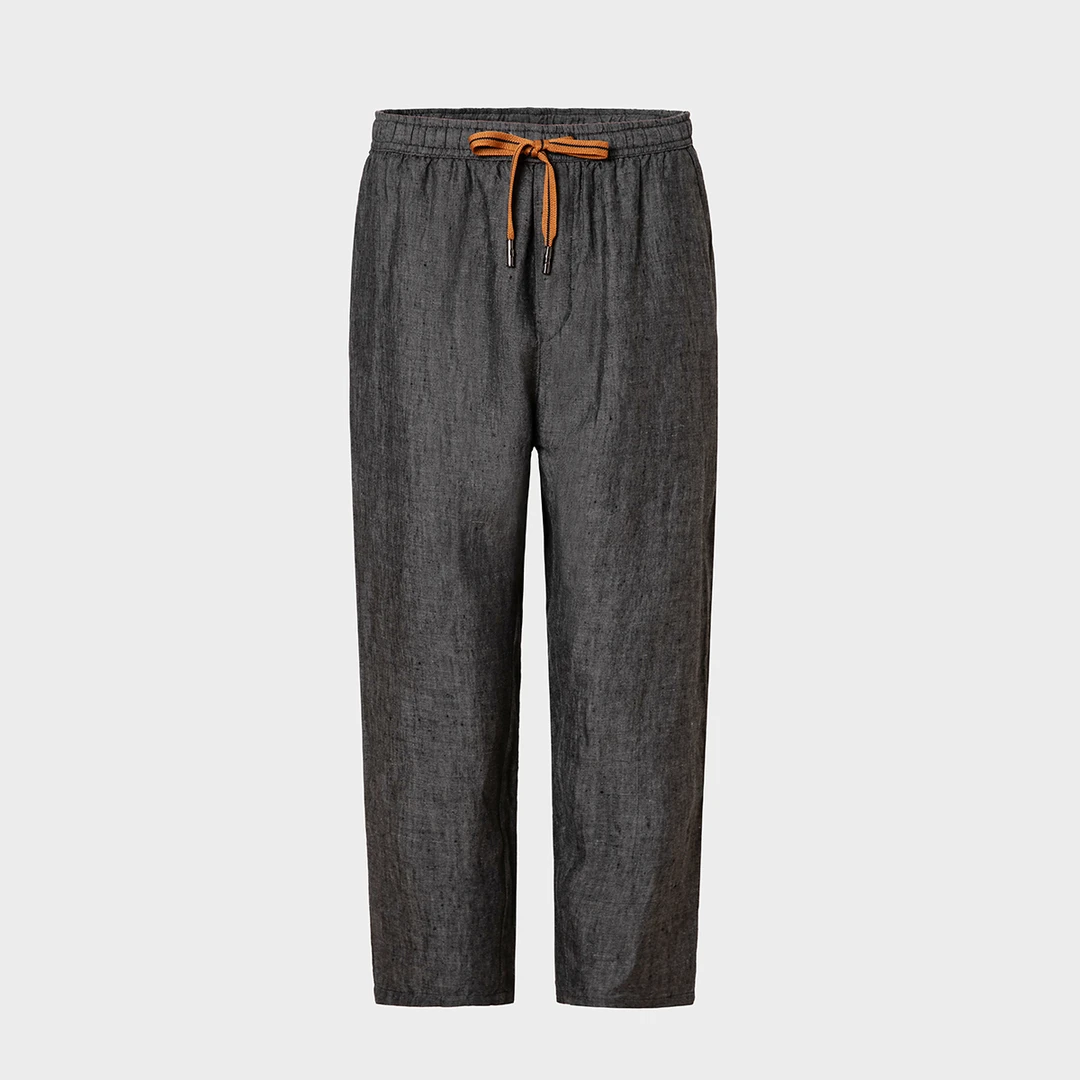 意大利【杰尼z亚} 精纺100%亚麻宽松休闲九分裤 薄款慢跑休闲裤