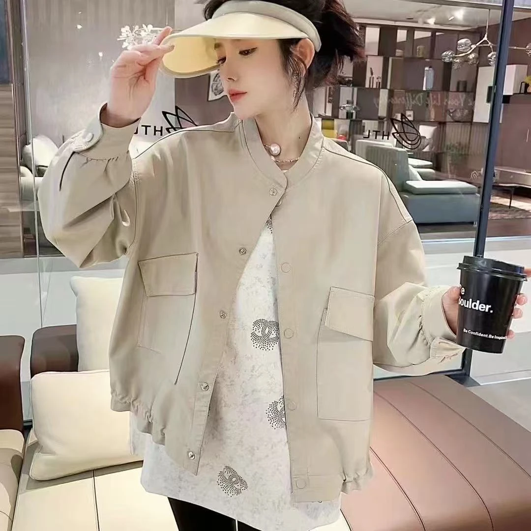 胖胖家*987新款末领百搭显瘦大版皮衣外套