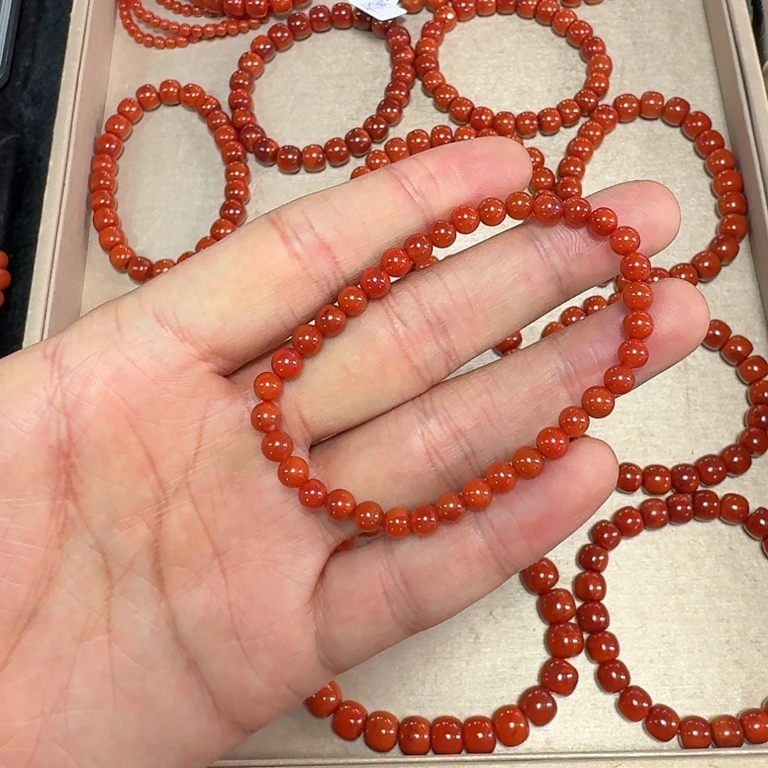 南红玛瑙未镶嵌手链原矿南红手串5mm瓦西福利