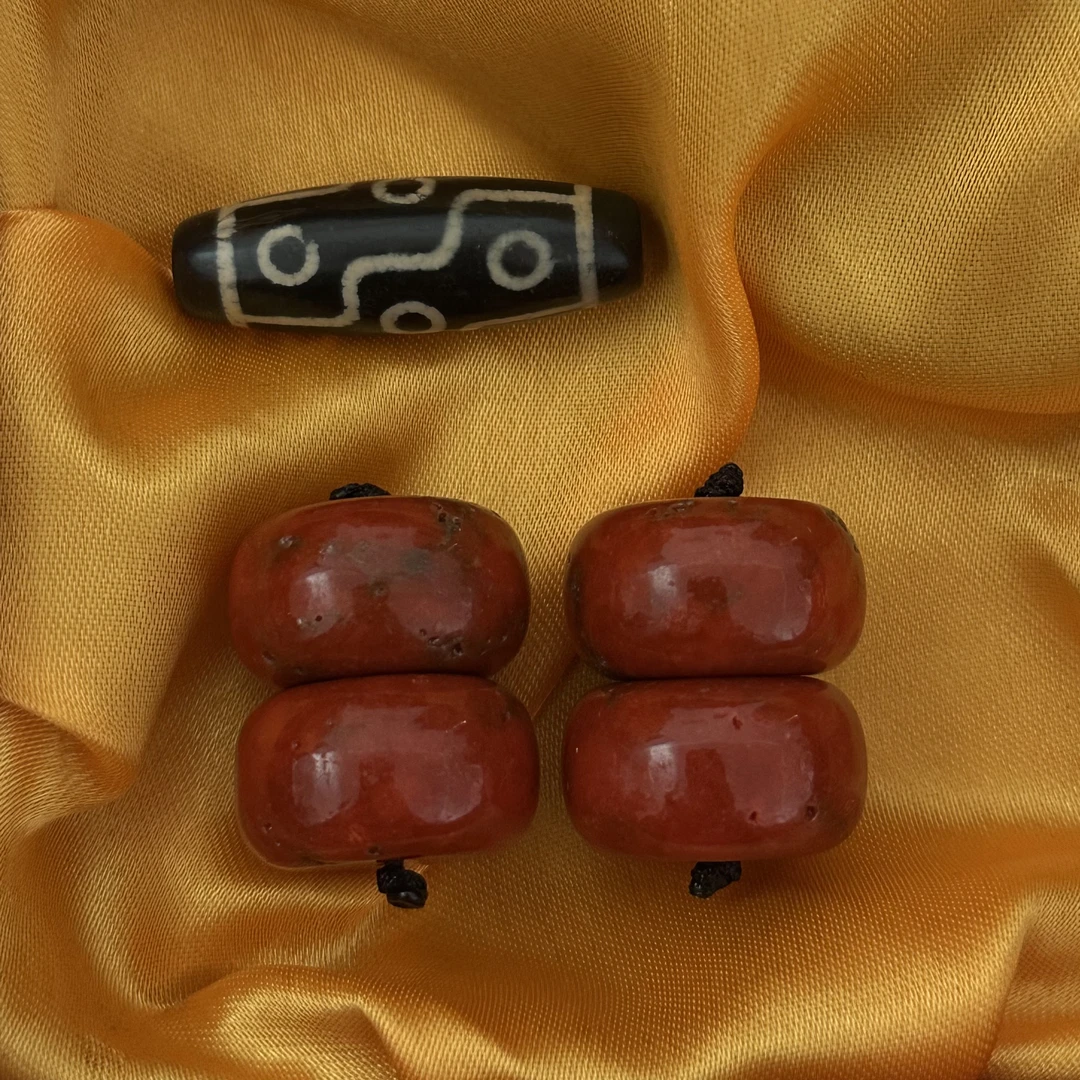 新款石头材质红色阿卡珠子大号款散珠