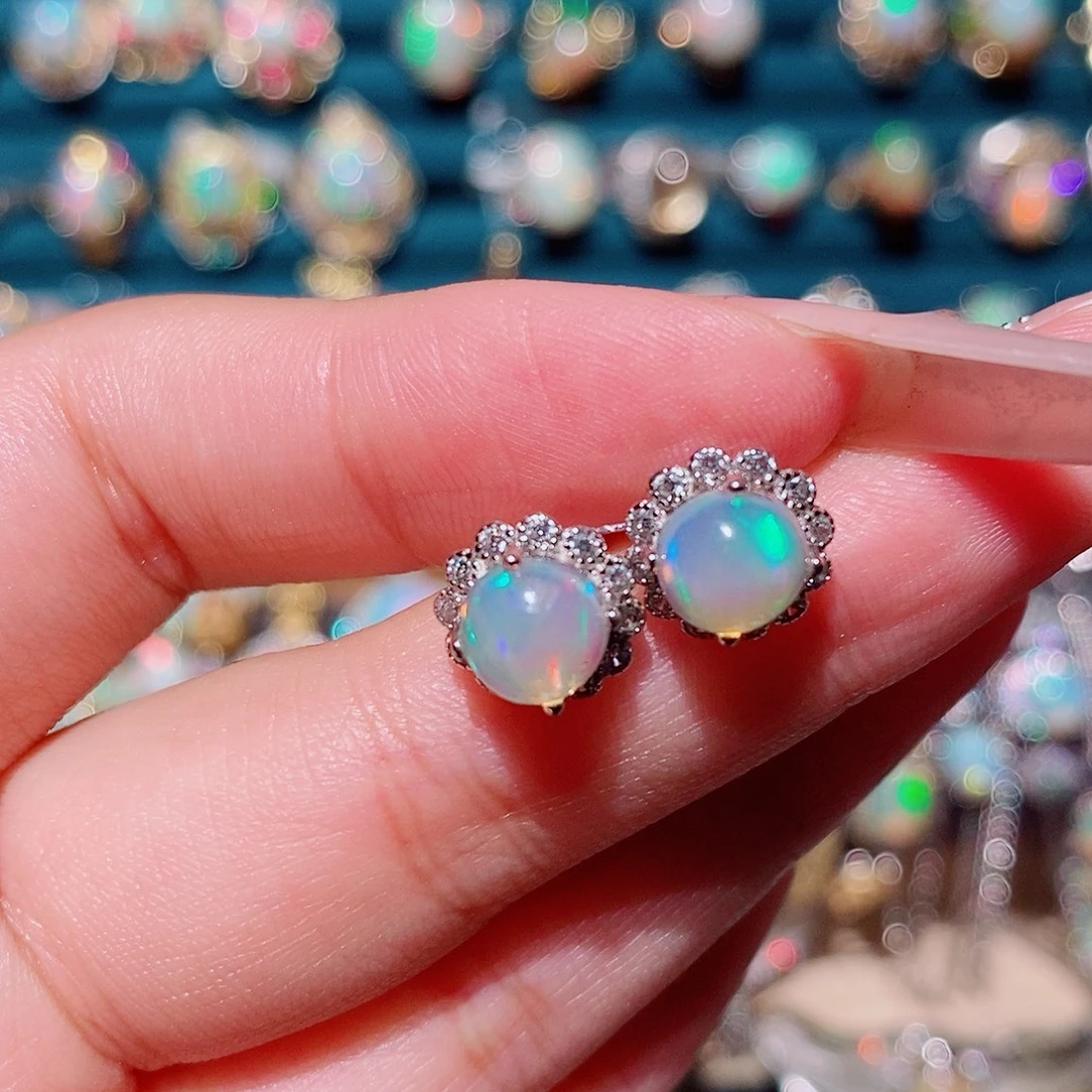 欧泊银S925镶嵌耳饰