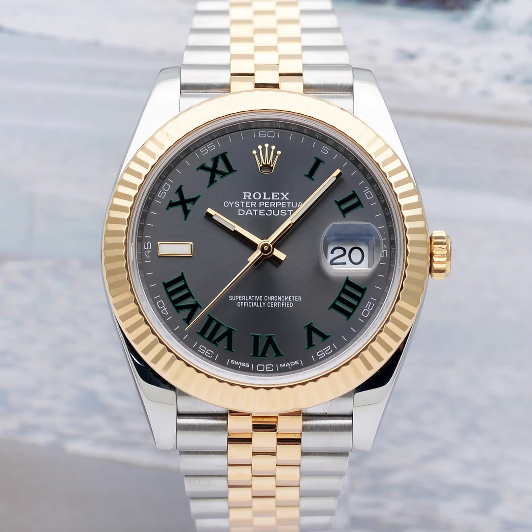 99新 Rolex/劳力士 爱换/日志型126333/绿罗/间黄金41mm/男表