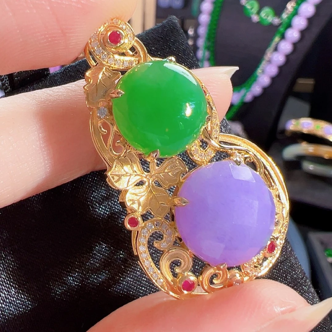 翡翠18K金镶嵌颈饰【新款】签收后24小时鉴赏期