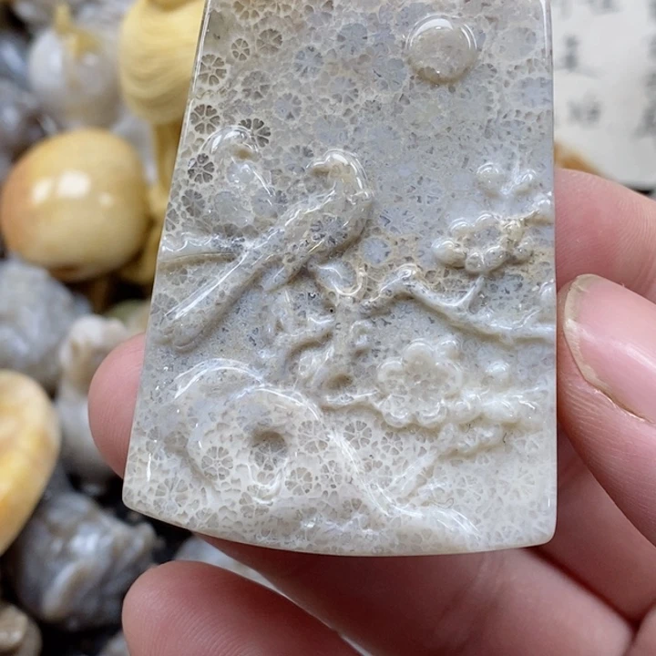 颈饰未镶嵌硅化珊瑚（珊瑚玉）有瑕