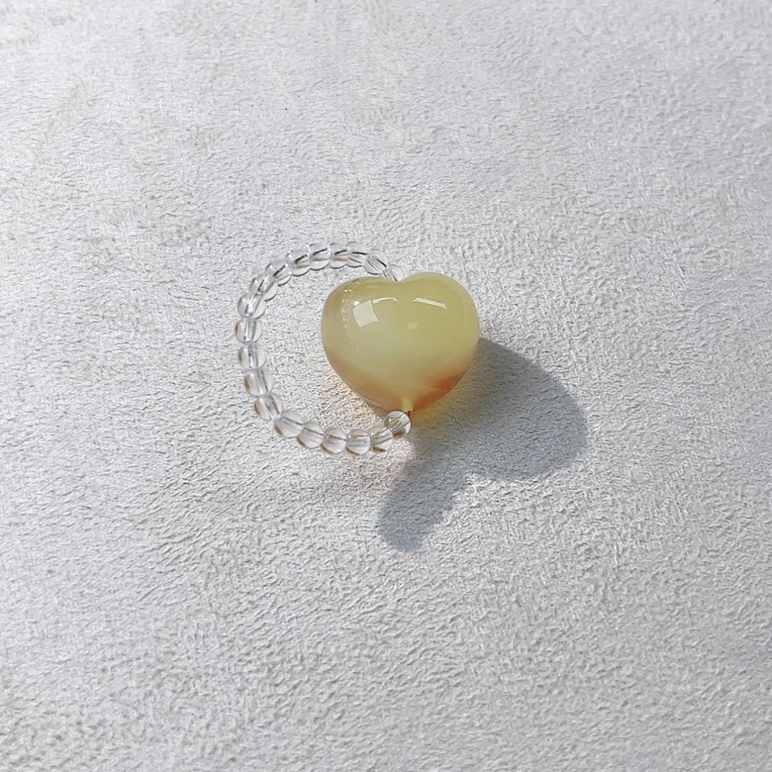 蜜蜡未镶嵌戒指爱心