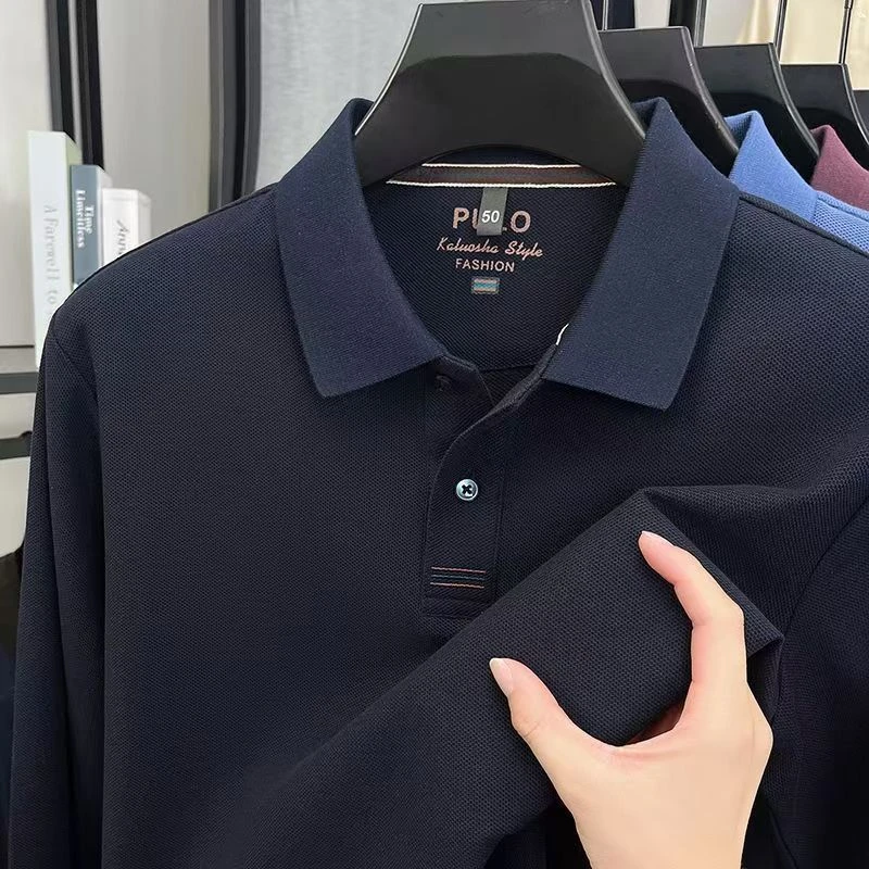 厂家直销 春秋季男士长袖POLO衫打底翻领休闲商务运动百搭通勤T恤