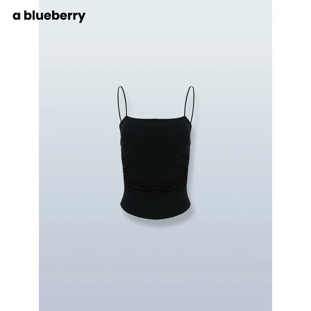 ablueberry基础百搭每杯褶皱吊带上衣BAC8125