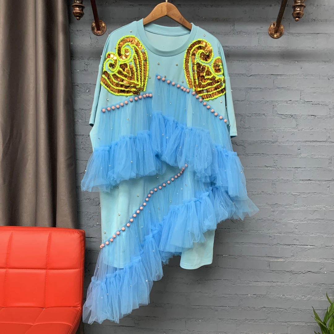 网纱拼接俏皮减龄短袖T裙