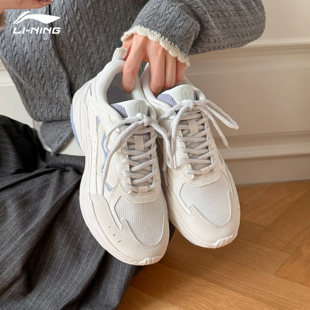 李宁启星女款老爹鞋2025夏季ins潮流学生老爹鞋复古轻便百搭鞋子