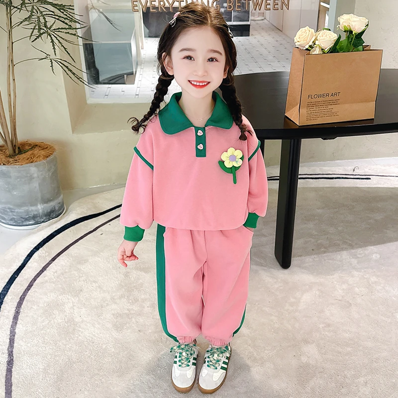 女童春秋运动套装2025新款儿童POLO衫女孩运动服宝宝秋季洋气衣服