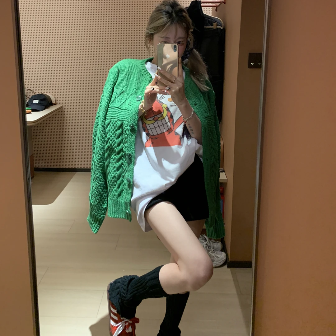 X·HEHE【韩国订制款钩花毛衣外套一整套】