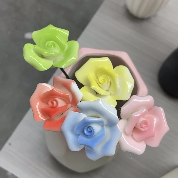 陶瓷手工制作陶瓷花5朵