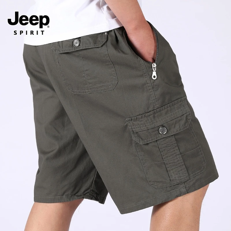 Jeep spirit吉普夏季新款男士纯棉短裤户外休闲裤工装短裤多袋裤