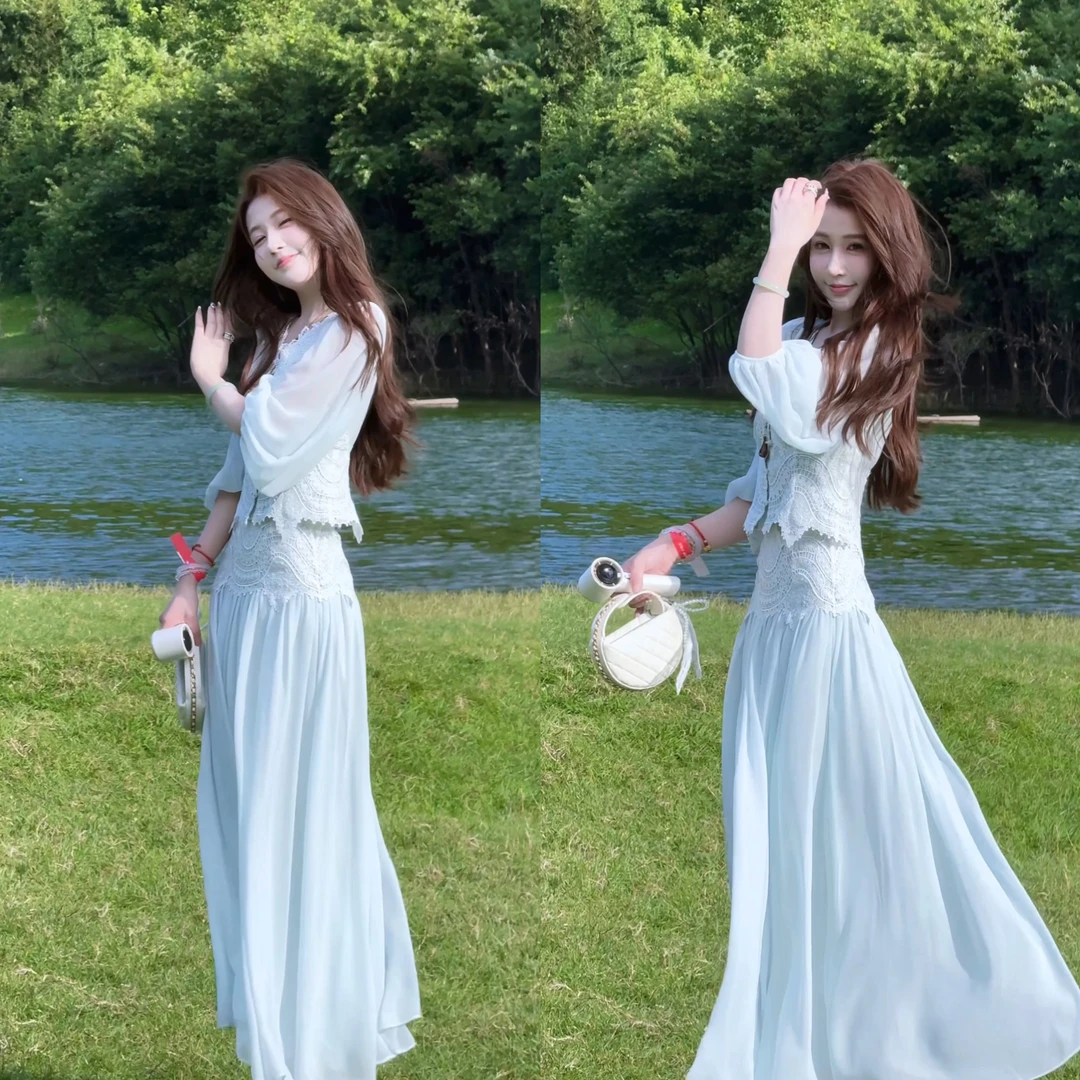 【婷婷】《西西里岛》马尔代夫绿蕾丝仙女套装 TT2SQTY2153【Q】