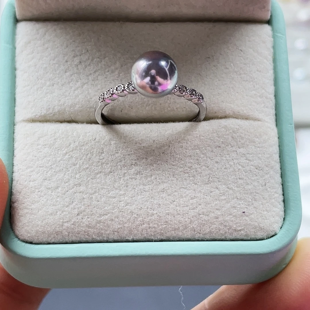 银S925镶嵌戒指海水珍珠