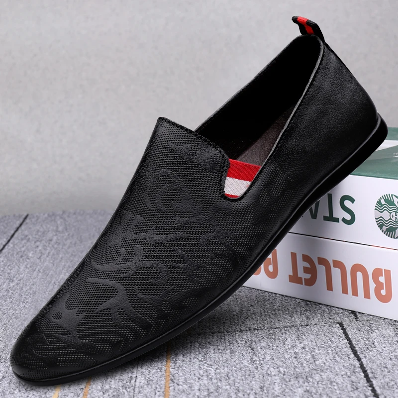 皮鞋男春季新款潮流英伦风百搭休闲鞋真皮透气软底轻便男士驾车鞋