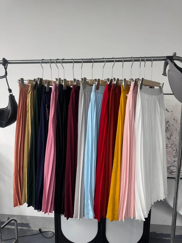 5514新品法式多色减龄松紧时尚休闲半身百褶裙