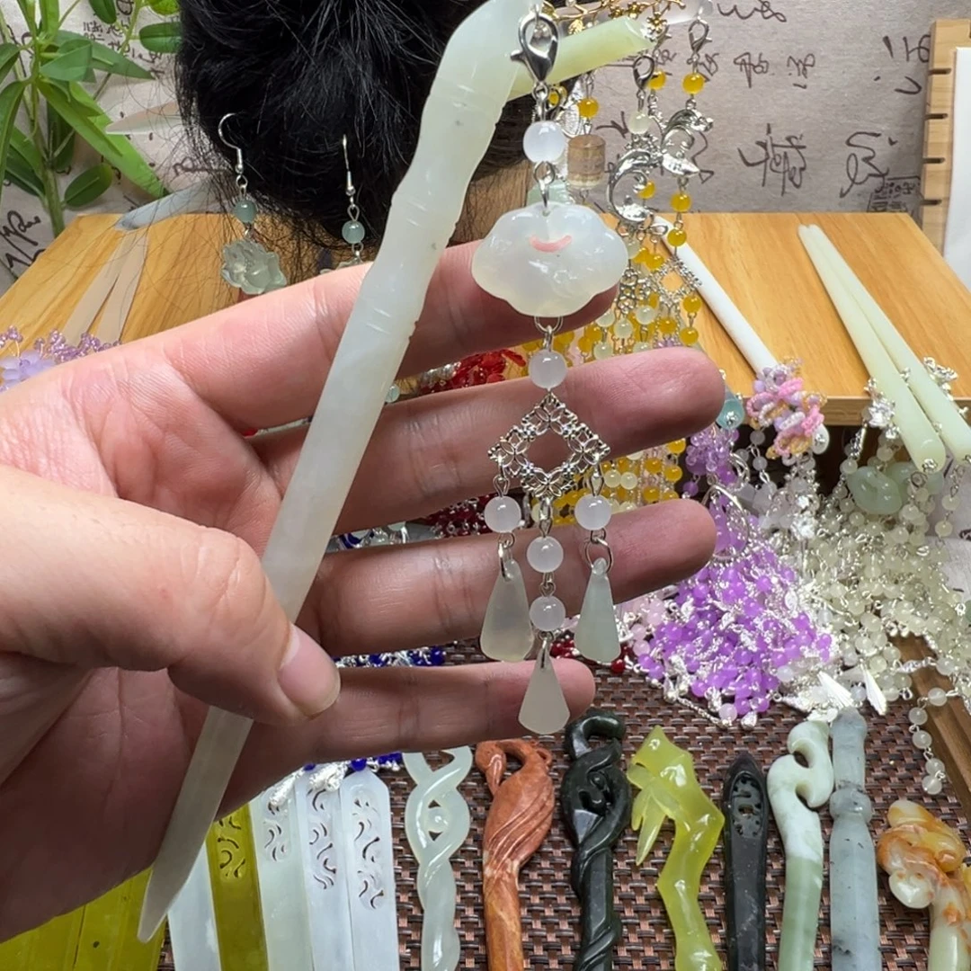 蛇纹石玉合金发饰