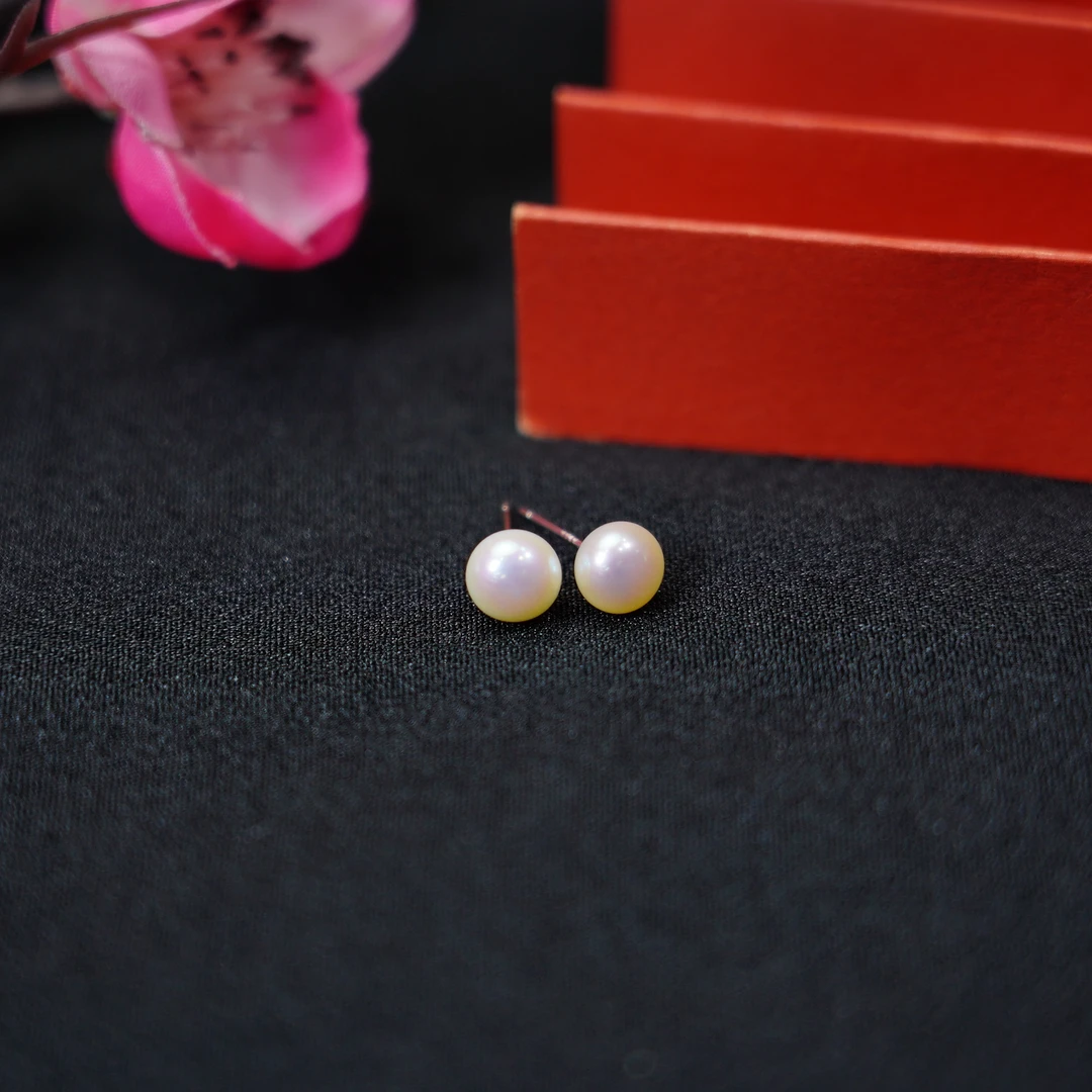 【睿泽鉴宝】S925银淡水无核珍珠素耳钉 7-8mm  ZBC6006