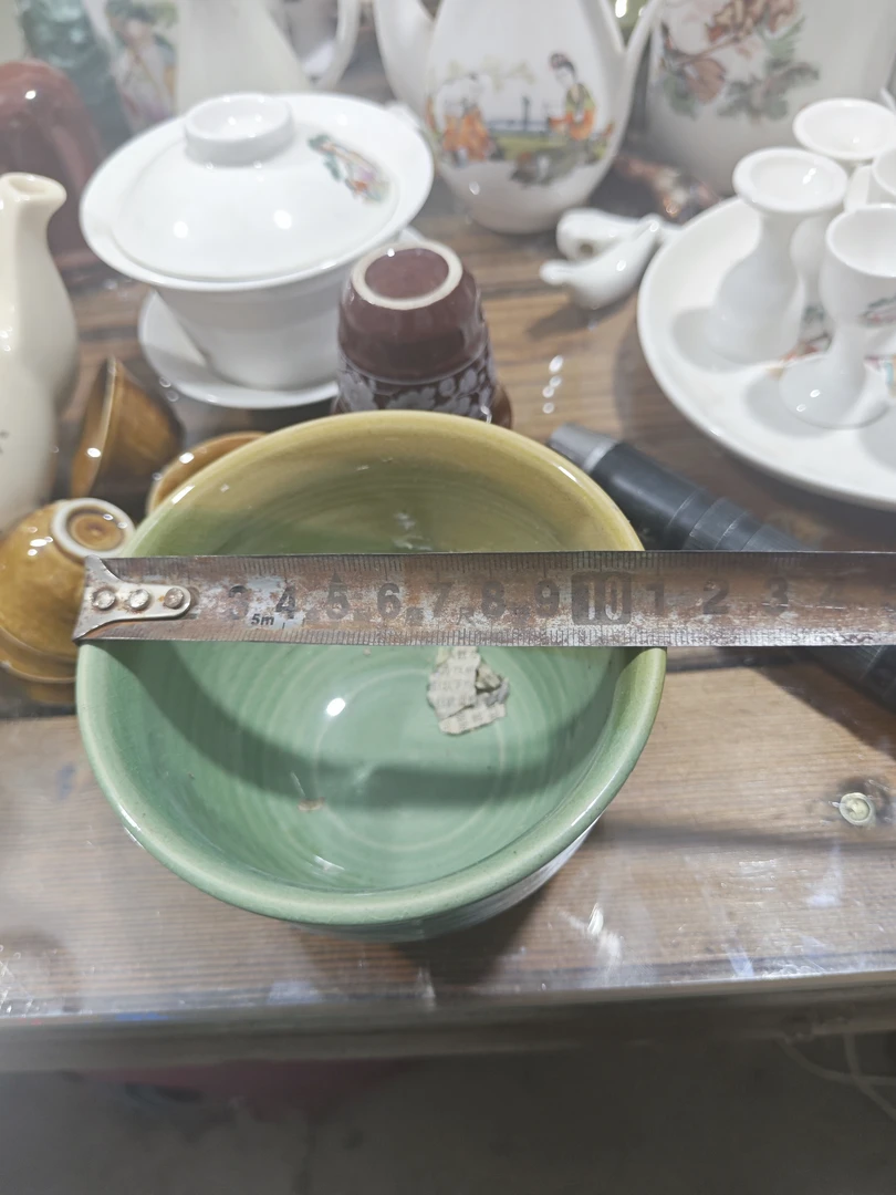 五厂帝王绿茶钵，三色釉，煤烧痕迹缩釉介意乎拍拍一发二