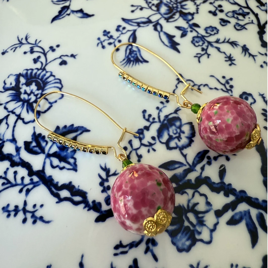 【然然王LA古藏】铜合金仿水晶耳饰   铜合金耳饰【WRR2195】