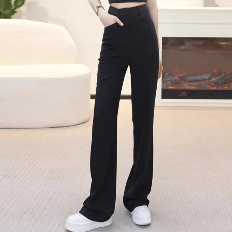 【专柜品质】春夏新款高腰显瘦直筒微喇裤西装裤女长裤110030